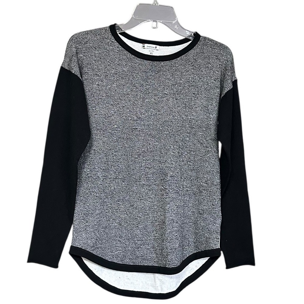 Smartwool Womens XS Colorblock Base Layer Long Sleeve Crew Neck‎ Top Grey Black